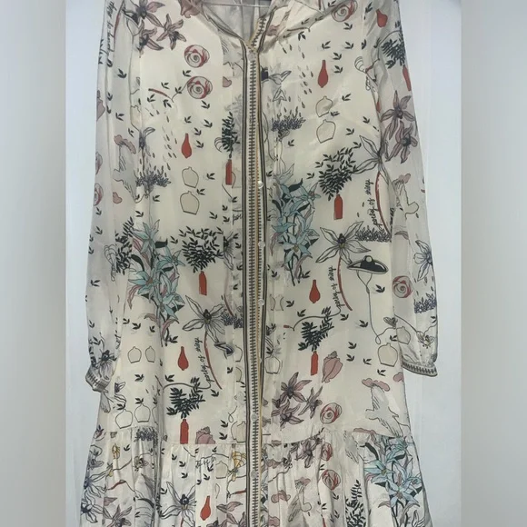 EUC Tory Burch Cora Floral Silk Shirt Dress size 2 - Picture 6 of 10